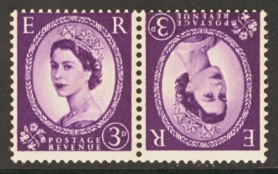 1958 3d Lilac variety Tete Beche. U/M