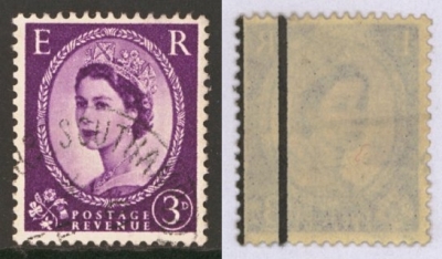 1958 3d Lilac variety two Graphite lines at left SG 592a. Superb Used