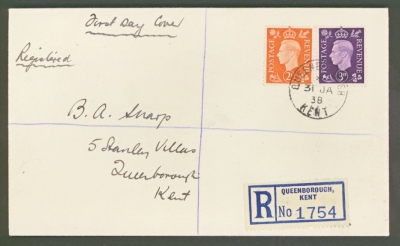 1937 2d and 3d Dark colours on a neat cover cacelled on the first day of issue