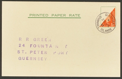 1940 Guernsey 2d KG V1 Bisect VFU on cover