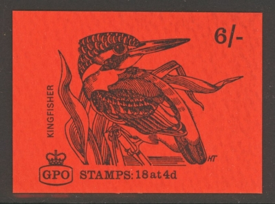 1968 6/- Kingfisher Booklet Cover Proof on orange red card