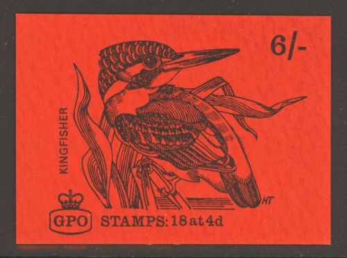 1968 6/- Kingfisher Booklet Cover Proof on orange red card