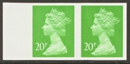 1993 20p Green variety Imperf marginal pair SG Y1685a