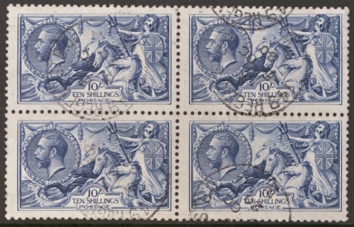 1918 10/- Grey Blue SG 417. Superb Block