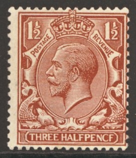 1912 1½d Chestnut variety PencF error SG 364a. U/M