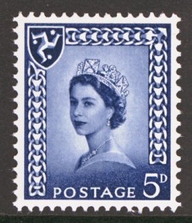 1968 IOM 5d blue variety missing phosphor SG 7ey. A fresh U/M example. Cat £175