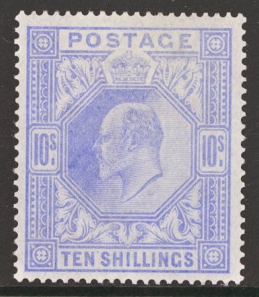 1902 10/- Ultramarine SG 265 U/M