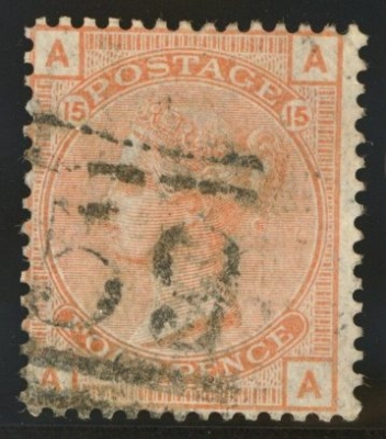 1873 4d Vermilion Variety A.A. Large 5 in 15. SG Spec J62d. FU