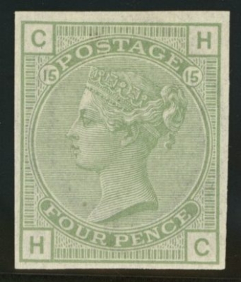 1876 4d Colour trial in Sage Grey. A superb lightly M/M example 