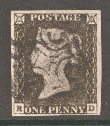 1840 1d Black SG 2  Plate 1A  R.D.  A Very Fine Used example with 4 Good to Large Margins Neatly Cancelled by a Black M/X.