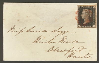 1840 1d Black SG 2 Plate 9 lettered B.L.  A Very Fine Used example with 4 Large Margins cancelled by a Red M/X to small…