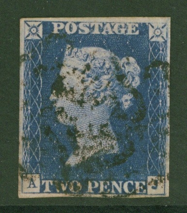 1840 2d Blue SG 5  A Fine Used example with 4 Good margins.