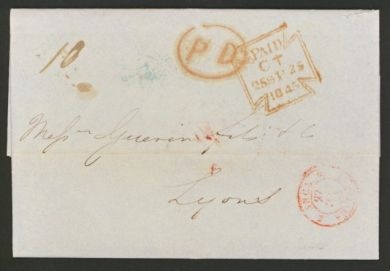 1840 - 1850 letters posted to France with UK paid or Coutts handstamp