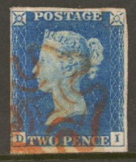 1840 2d Pale blue SG 5 plate 1 VFU