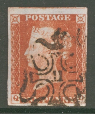 1841 1d Red Cancelled by a 11 in Maltese cross SG 8m  A Fine Used example with 3 Large Margins 4th just touching. Cat £350