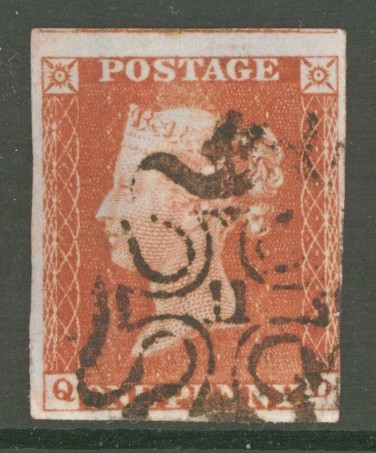 1841 1d Red Cancelled by a 11 in Maltese cross SG 8m  A Fine Used example with 3 Large Margins 4th just touching. Cat £350