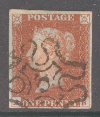 1841 1d Red  Cancelled by a 5 in Maltese cross SG 8m Plate 33 A.B.  A Very Fine Used example with 4 Good to Large Margins