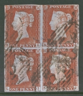 1841 1d Red SG 8  A  Fine Used Block of 4 with 4 Good Margins all around. Cat £325