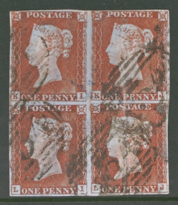 1841 1d Red SG 8  A  Fine Used Block of 4 with 4 Good Margins all around. Cat £325