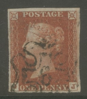 1841 1d Red cancelled by a 6 in Maltese cross SG 8m J.J. 