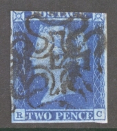 1841 2d Blue Cancelled by a 12 in Maltese cross SG 14f R.C.  A  Fine Used example with 3 Good margins. Cat £550