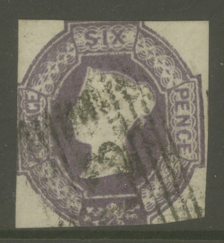 1847 6d Purple SG 60 A Fine Used example cut square. Cat £1,000