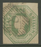 1847 1/- Pale Green SG 54 A Fine Used example cut square