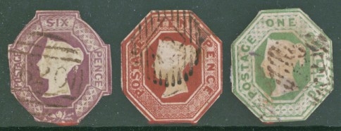 1847 6d - 1/- Embossed set used SG 59,57 + 54