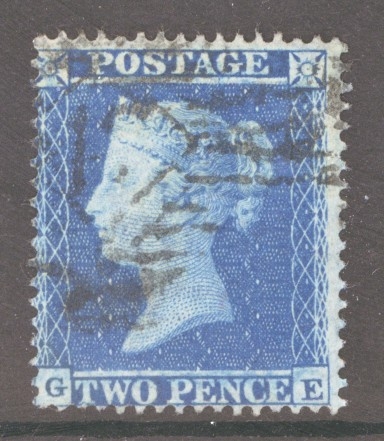 1854 2d Blue SG 27  G.E.  A Fine Used example of this Difficult stamp. Cat £450