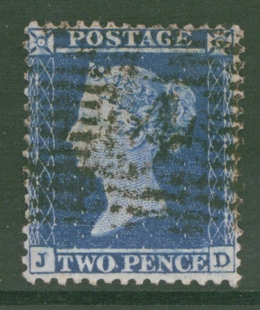 1854 2d Blue Pl 5 SG 23a  J.D.   A Fine Used example of this Difficult stamp. Cat £350