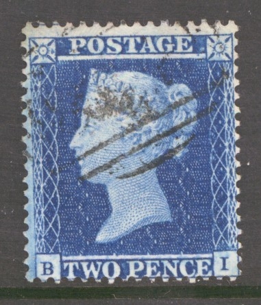 1854 2d Deep Blue Pl 4 SG 19  B.I.   A Very Fine Used example. Cat £100