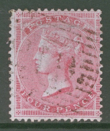 1855 4d Carmine on Blued Paper SG 62 A Very Fine Used example. Cat £450