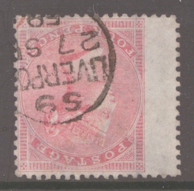 1855 4d Rose variety Inverted Watermark SG 66wi   A Superb Used example neatly cancelled by a small Liverpool CDS.  Cat …