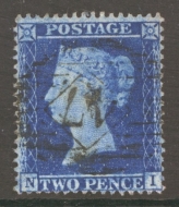 1854 2d Blue Plate 6 SG 36a N.I.  A Fine Used example of this Difficult stamp. Cat £325