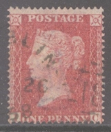 1856 1d Rose Red SG 36 Pl 27  I.C.  A Very Fine Used example. Cat £80+