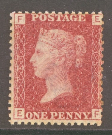 1858 1d  Red SG 43 Pl 154  E.F.   A Fresh U/M example