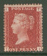 1858 1d  Red SG 43 Pl 217  T.I.  A  Fresh U/M example