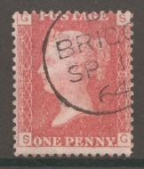 1858 1d  Red SG 43 Pl 186  S.G.   A  Superb Used example