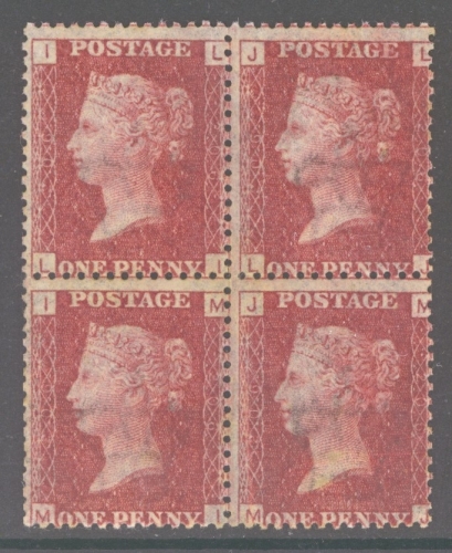 1858 1d Red SG 43 plate 206 Fresh U/M block of 4