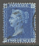 1858 2d Blue Plate 14