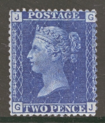 1858 2d Blue SG 46 Plate 15 G.J.   A Fresh Unused example without gum. Cat £525 with gum