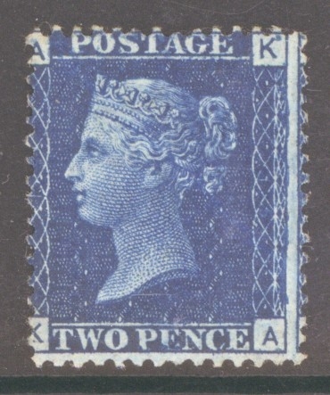 1858 2d Deep Blue SG 47 plate 15 K.A.  A Superb Fresh Unmounted Mint example. Cat £525+