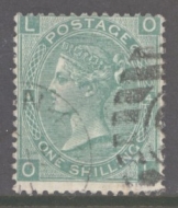 1865 1/- Green SG 101 Plate 4  O.L. A Very Fine Used example