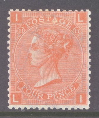 1865 4d Deep Vermilion SG 95 Plate 11  L.I.  A Fresh Lightly M/M example with Bright colour. Cat £625