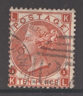 1867 10d Red Brown SG 112  Lettered KL. A Very Fine Used example