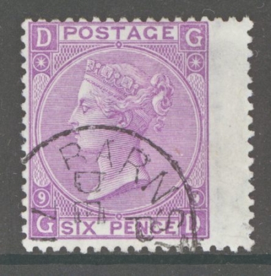 1867 6d Mauve SG 109 PL 9 G.D.  A  Superb Used example