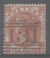 1867 10d Deep Red Brown SG 114  Lettered Q.B. A Very Fine Used example. Cat £600