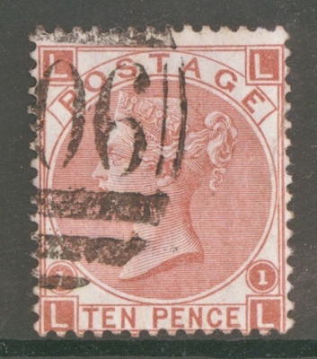 1867 10d Pale Red Brown SG 113  Lettered L.L. A  Fine Used example. Cat £400