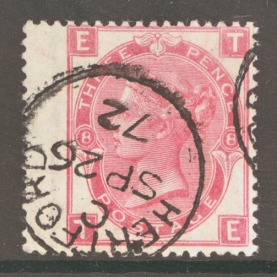 1867 3d Rose SG 103 Plate 8  Lettered T.E. A Very Fine Used example