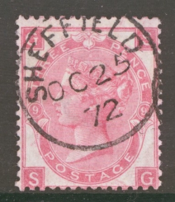 1867 3d Rose SG 103 Plate 9  Lettered S.G.  A  Superb Used example